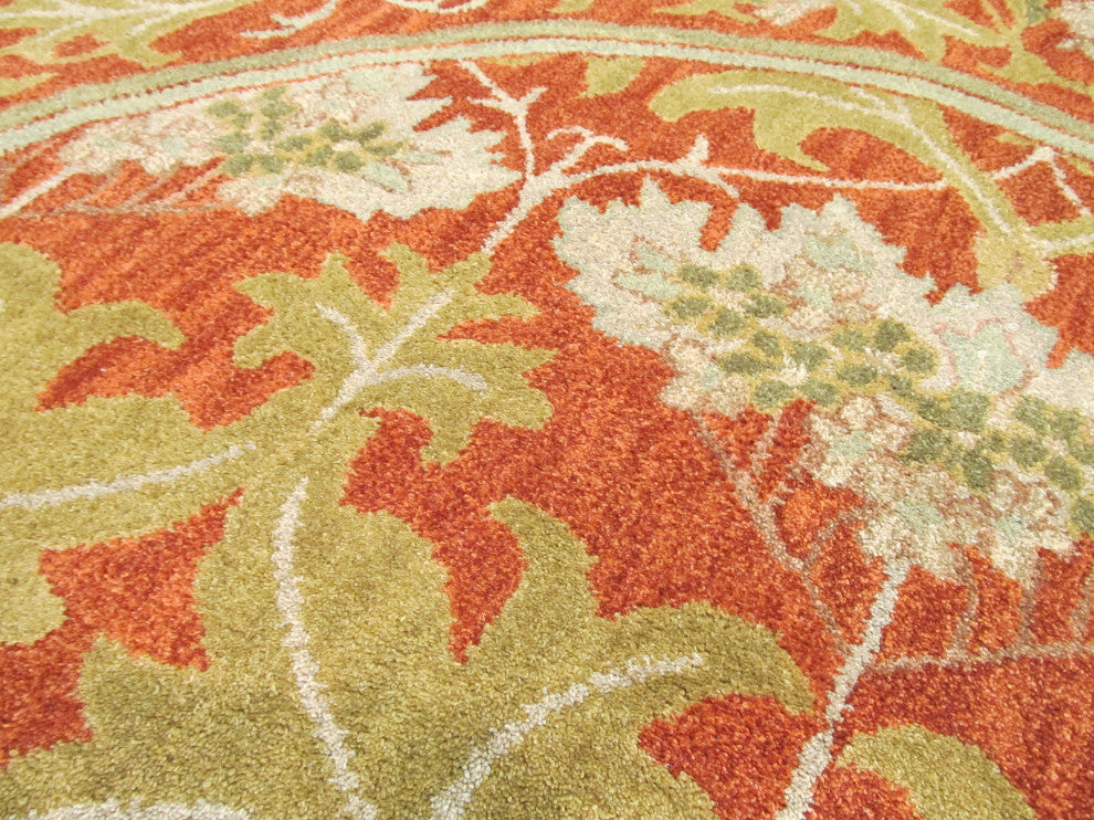 Hand-Tufted Wool Rust Transitional Oriental Morris Rug, 4' Round