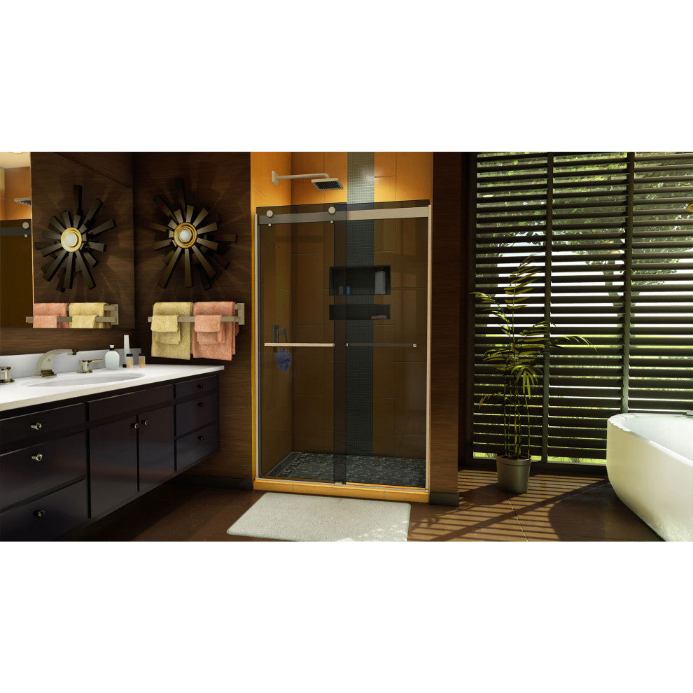 DreamLine Sapphire 44-48x76 Bypass Shower Door, Brushed Nickel and Gray Glass