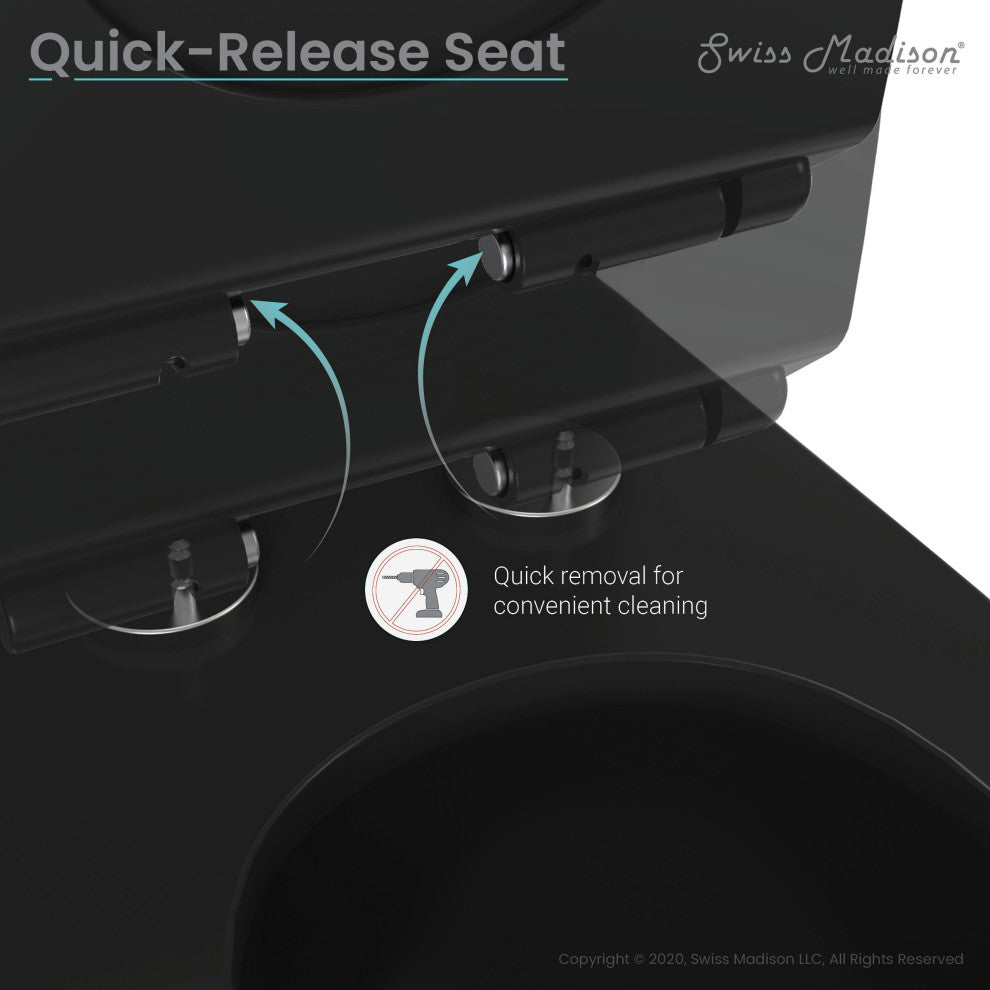 St. Tropez Elongated Toilet, Dual Vortex Flush, Matte Black