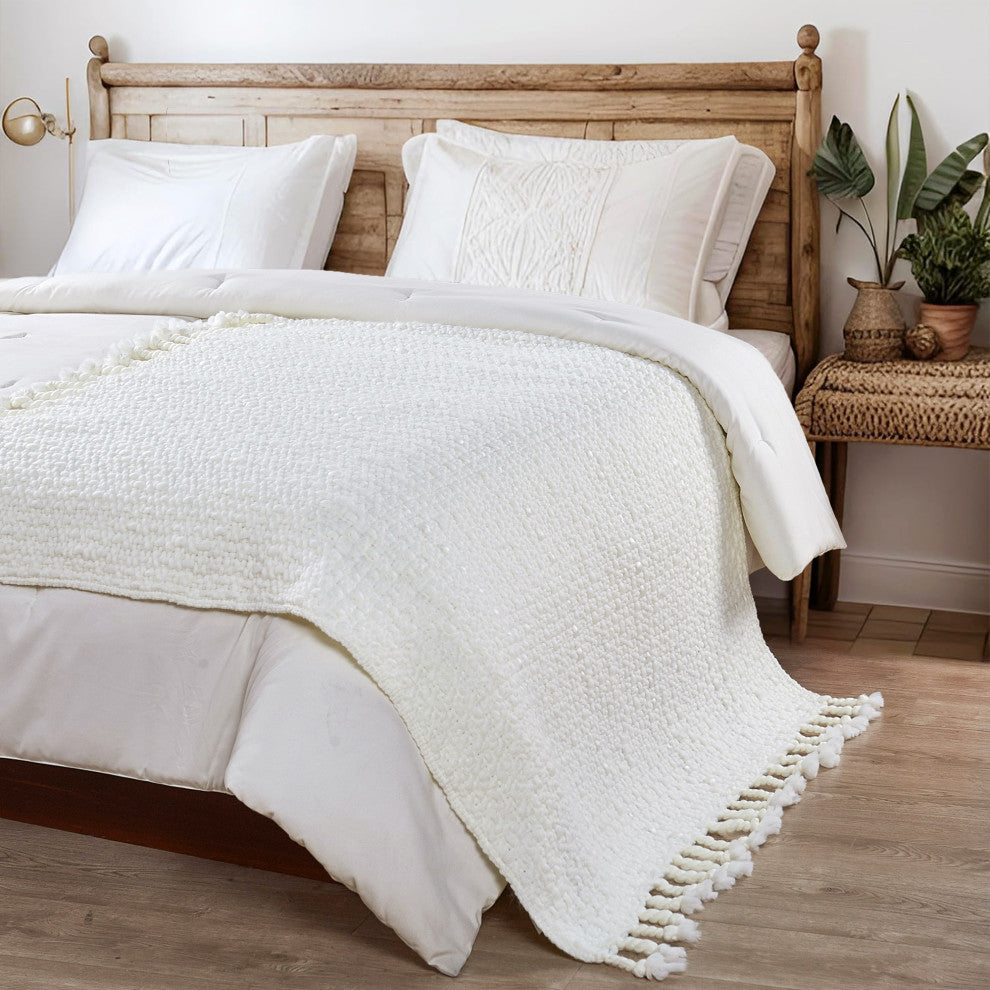 Basket Weave Knit Throw Blanket