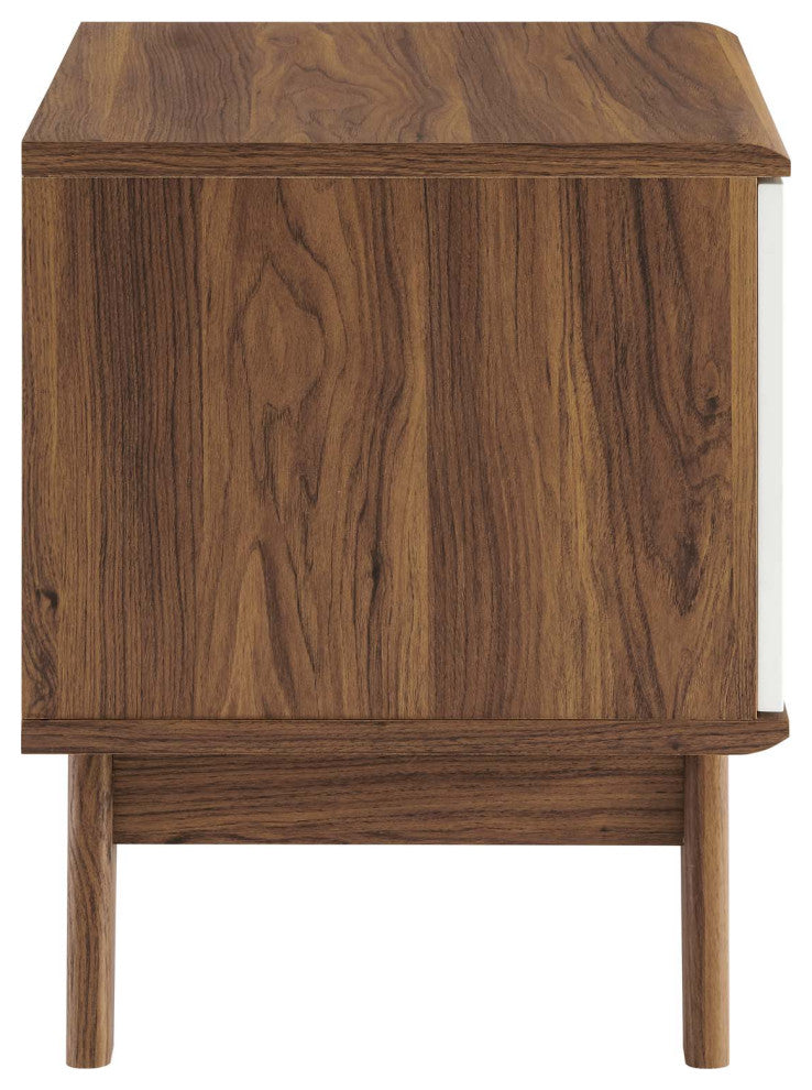 Sofa Side Table Display Stand, Wood, Brown Walnut White, Modern, Lounge