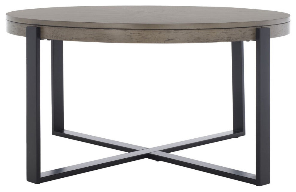 Safavieh Navya Round Coffee Table, Light Grey/Black