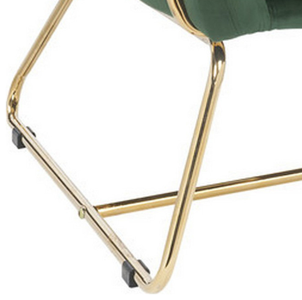 Benzara BM287938 Modern Accent Chair, Padded Seats, Metal Frame, Green Velvet