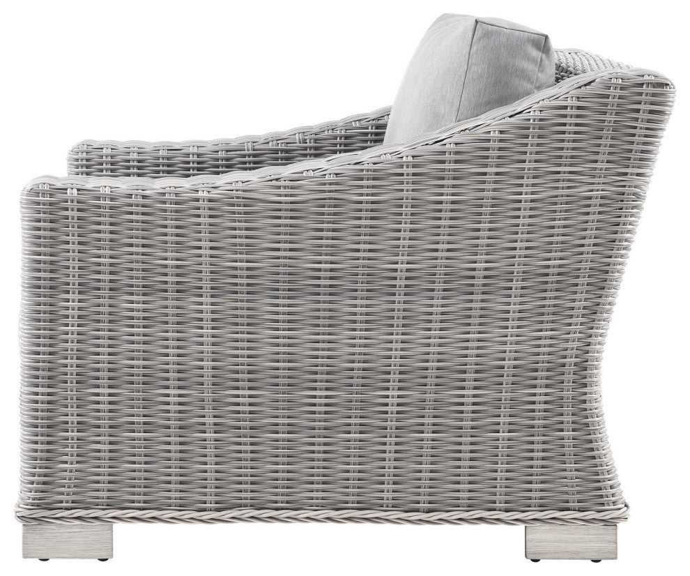 Lounge Sectional Sofa Chair Table Set, Rattan, Wicker, Gray, Outdoor