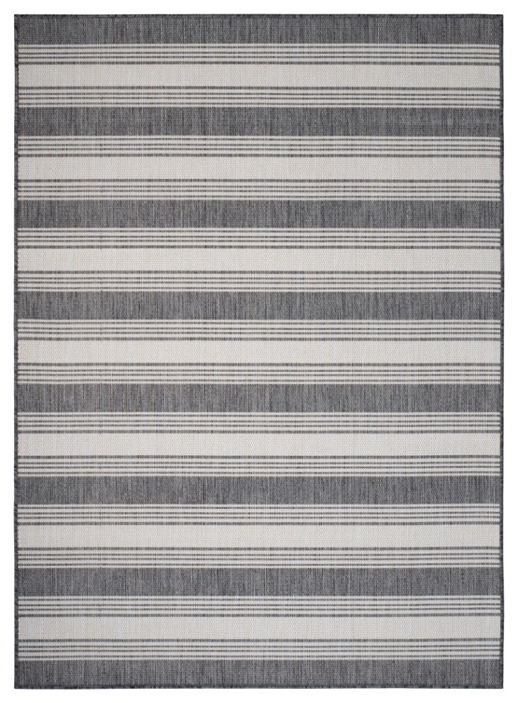 8" x 10" Gray Striped Indoor Outdoor Area Rug