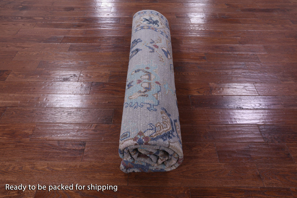 9' Square Handmade Turkish Oushak Wool Rug - Q13574