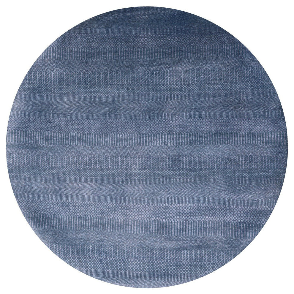6' Round Wool and Silk Savannah Grass Hand Knotted Rug Q11467