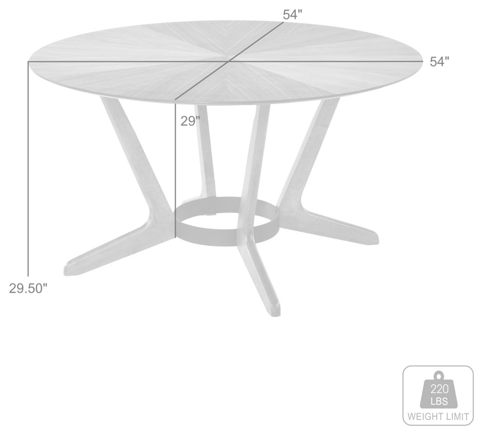 Santana Round Wood Dining Table, Walnut Finish
