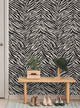 Zebra Print Peel and Stick Vinyl Wallpaper, Black, 24"w X 60"h