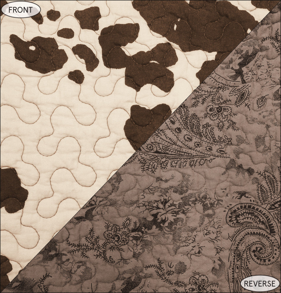 Elsa Cowhide Reversible Quilt Set, Chocolate, 3PC, King