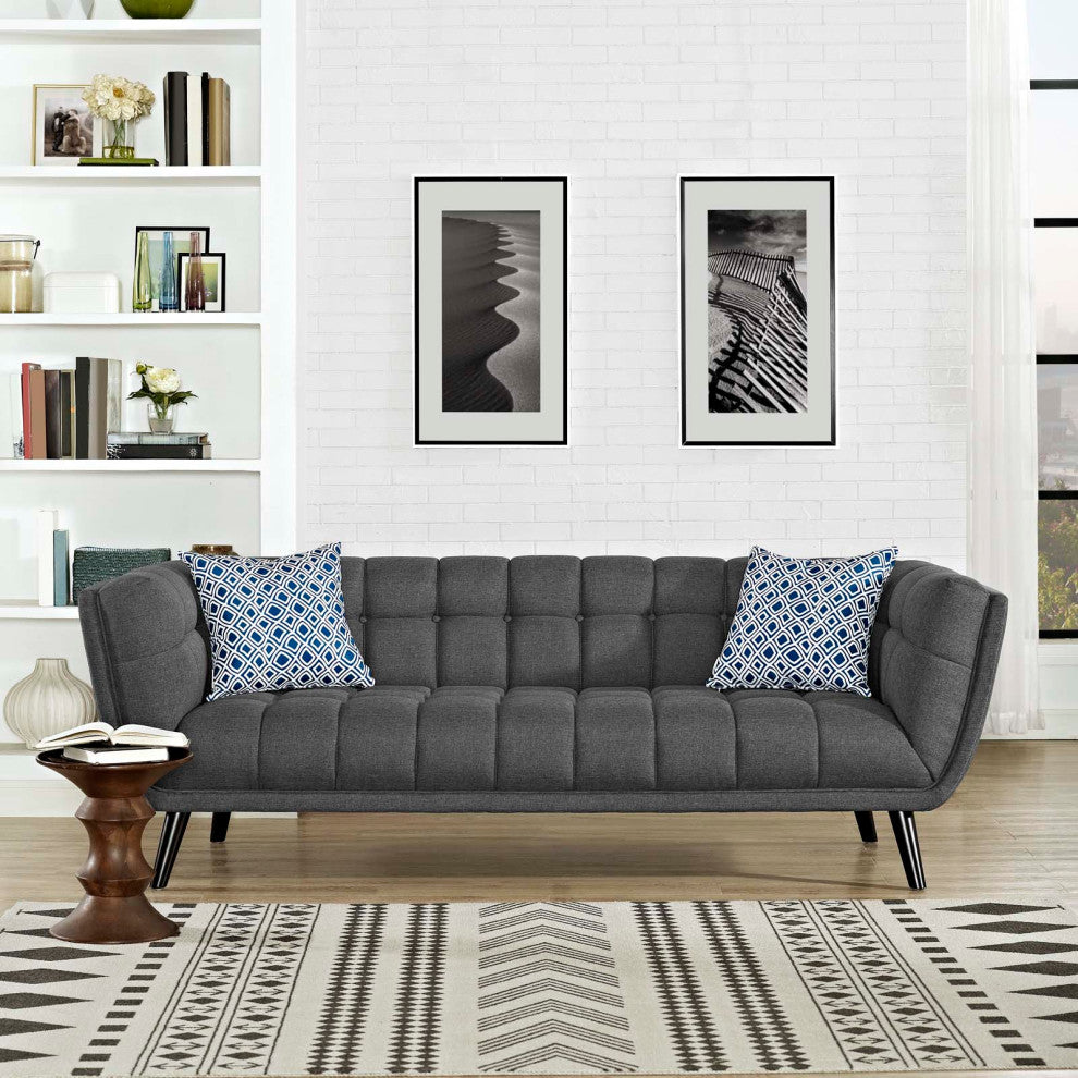 Modway Bestow Upholstered Fabric Sofa, Gray
