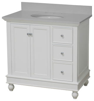 Bella 36" Bathroom Vanity, White, Quartz
