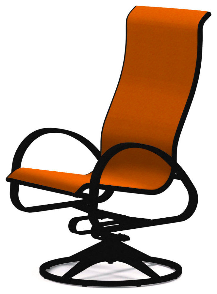 Aruba II Sling Supreme Height Swivel Rocker, Textured Black, Tangerine