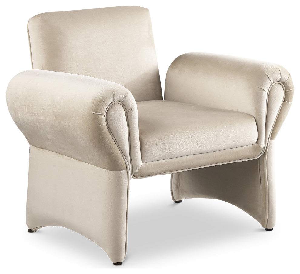 Fleurette Velvet Accent Chair, Cream