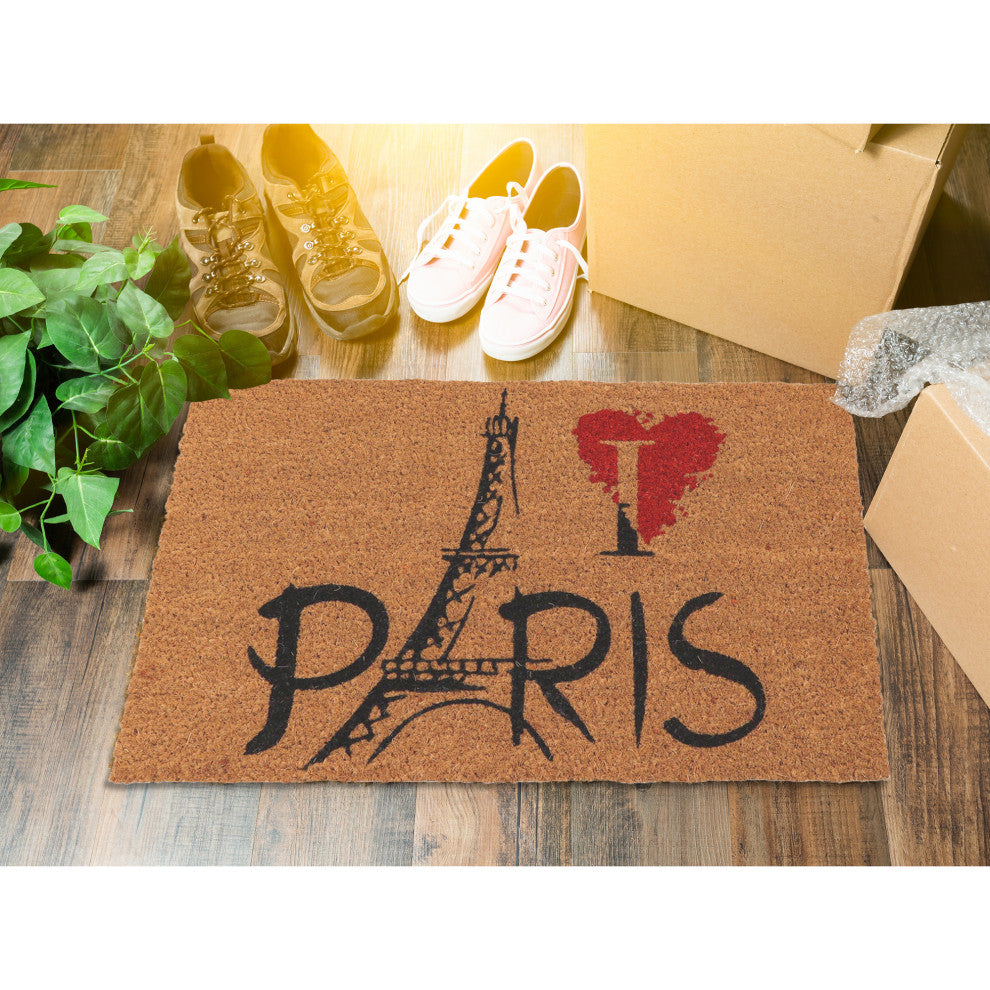 Sheltered Coconut Door Mat Printed, 24x16, Paris Eiffel