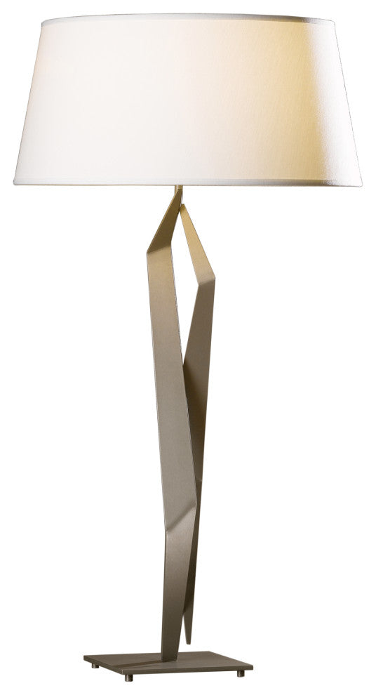 Facet Table Lamp, Dark Smoke Finish, Natural Anna Shade
