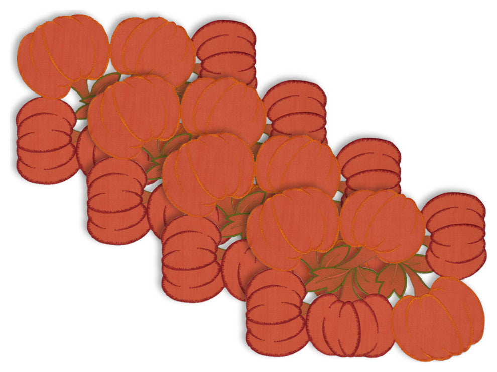 Placemat Embroidered Pum-Packins, Set Of 4