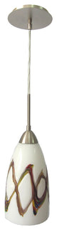 Art Glass 1-Light Mini Pendant With Picasso Glass, Satin Nickel