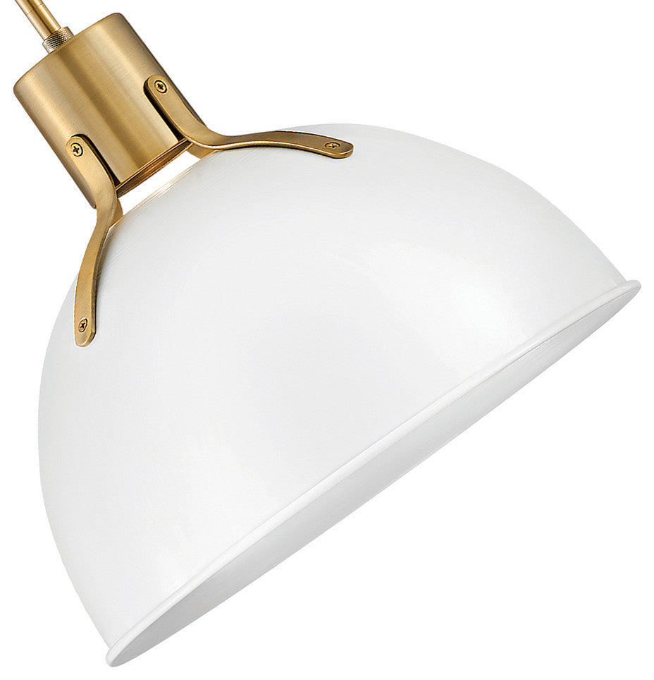 Hinkley Argo 14" Small LED Pendant Light, Lacquered Brass + Polished White shade