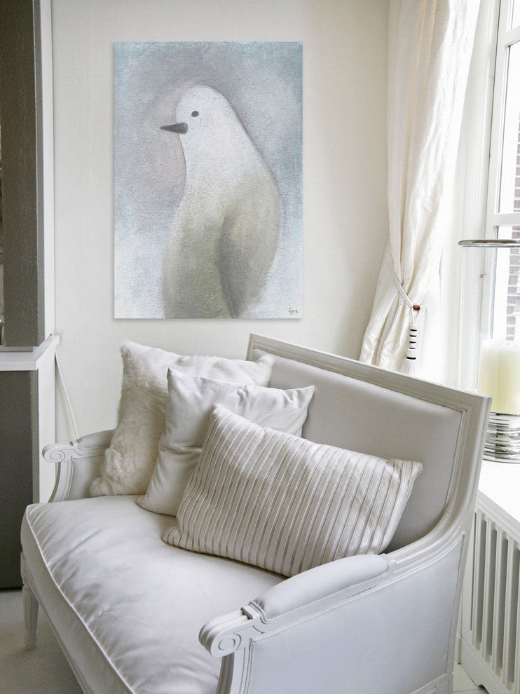 "Snow Bird" Painting Print on Wrapped Canvas, 24"x36"