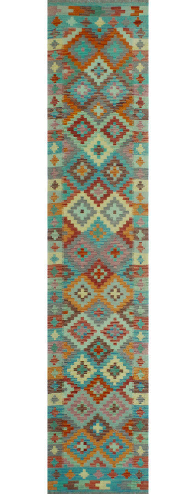 Sangat Kilim Corwyn Burgundy/Gold Runner, 2'8x13'0