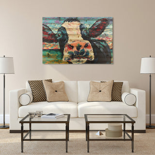 "Curious Cow" Wall Art Digital Print on Solid Wood, 45"x1.5"x30"