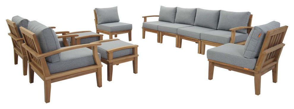 Natural Gray Marina 10 Piece Outdoor Patio Teak Set