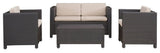 GDF Studio Venice Outdoor 4-Piece Wicker Sofa Set With Cushions