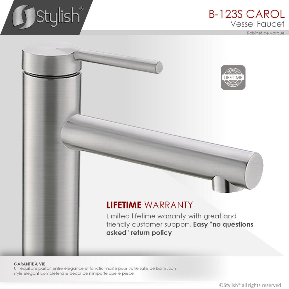 STYLISH Single Handle Bathroom Vessel Sink Faucet Brushed Stainless Steel Finish