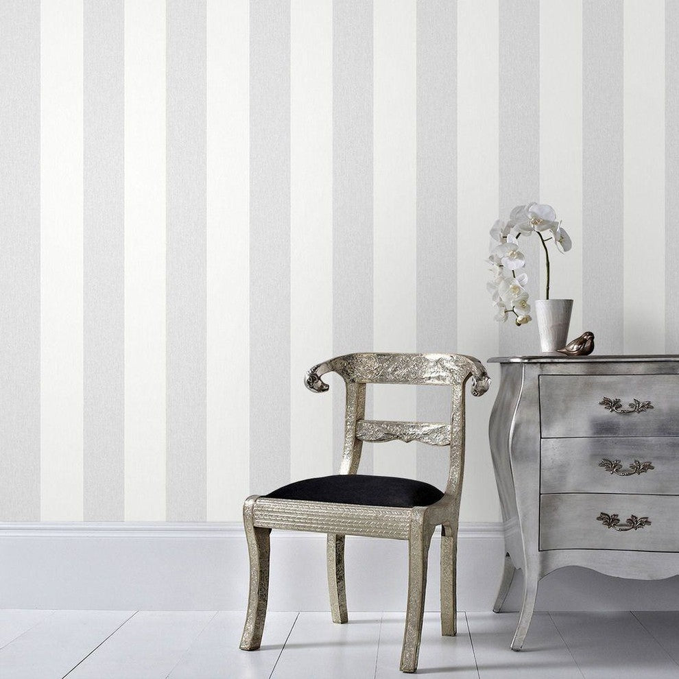 Calico Stripe Grey Wallpaper, 20x396