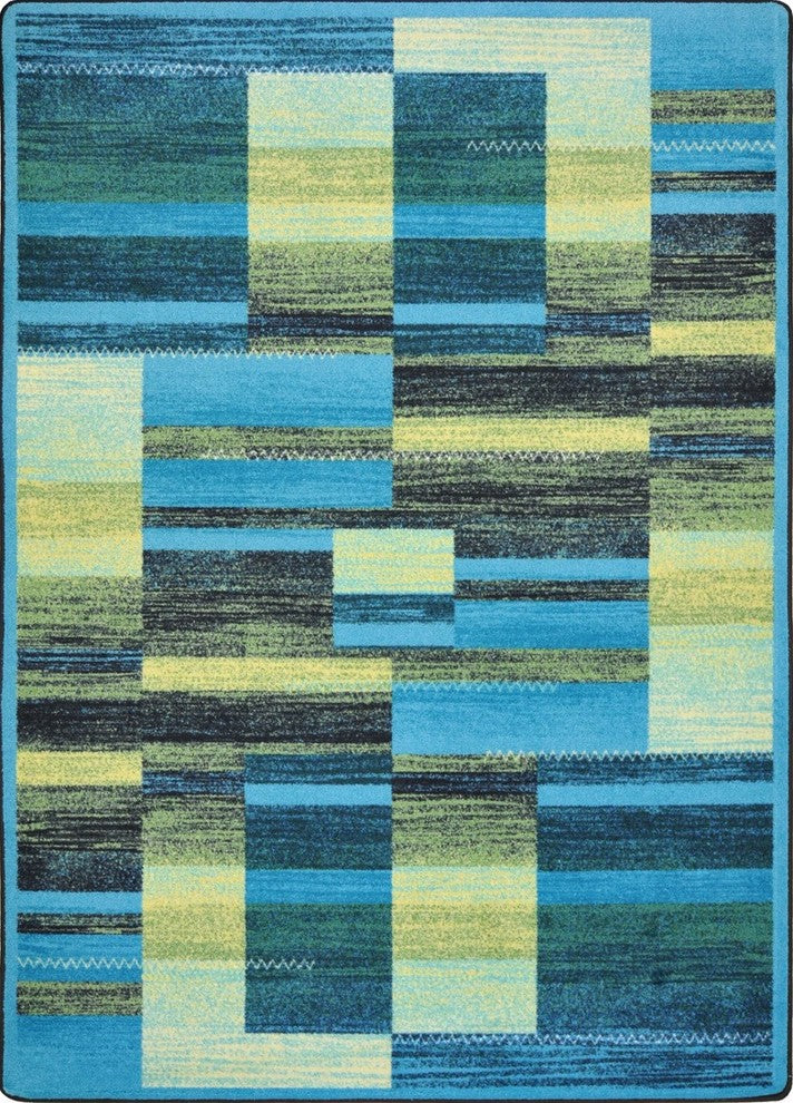 Kid Essentials Rug, Boomblox, Teal, 5'4"x7'8"