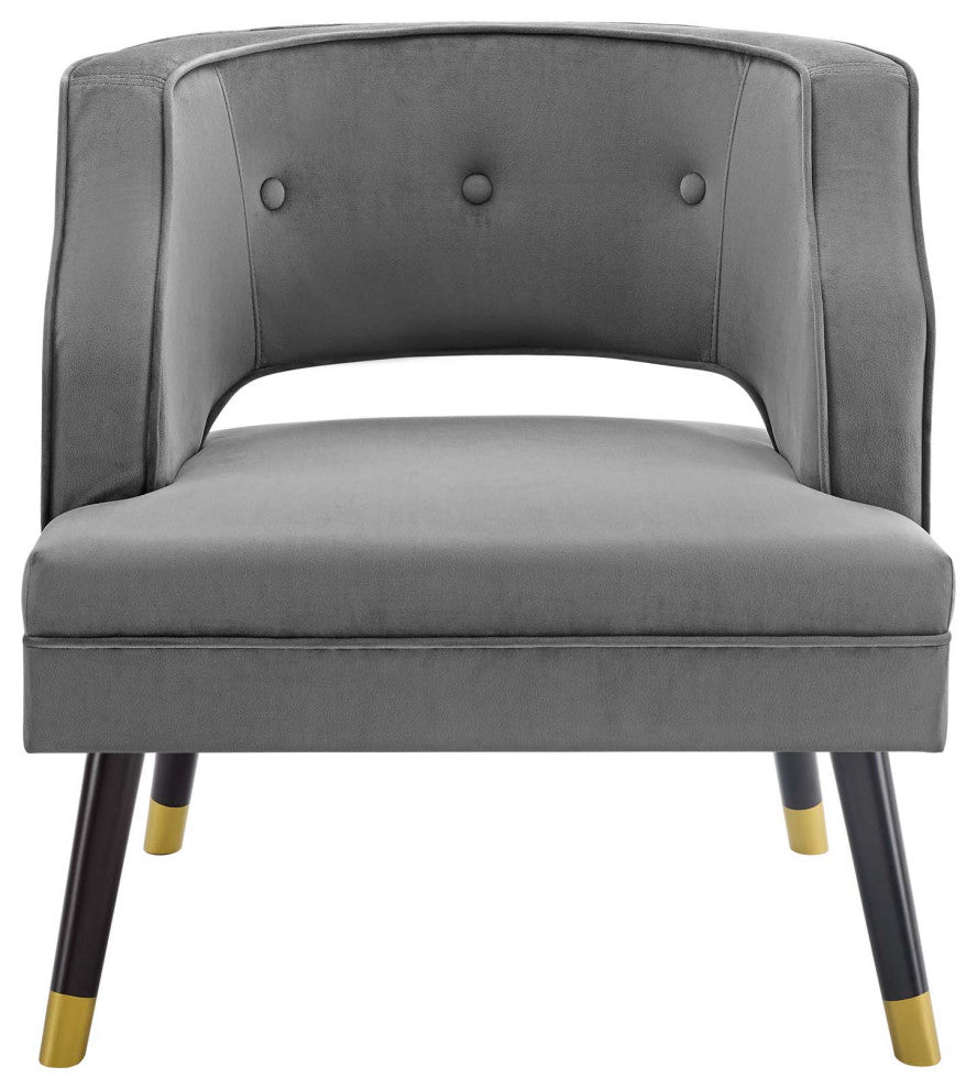 Traipse Button Tufted Open Back Performance Velvet Armchair