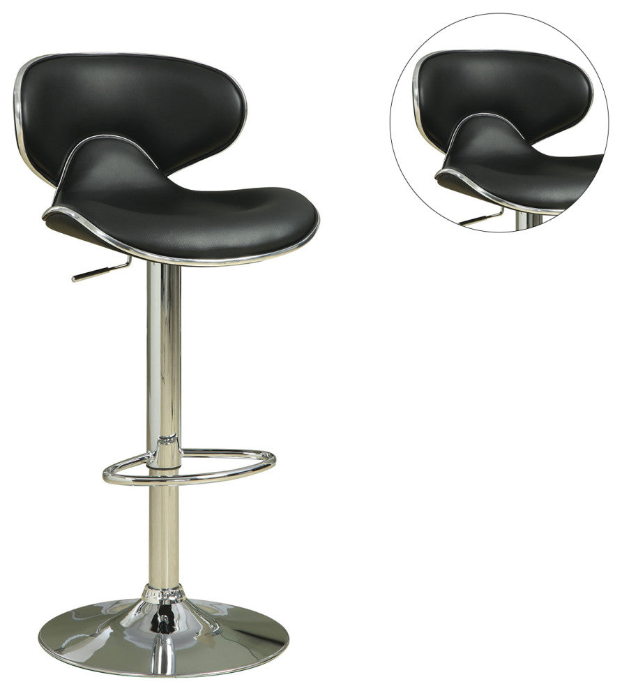 Set of 2 Adjustable Height Bar Stools, Black