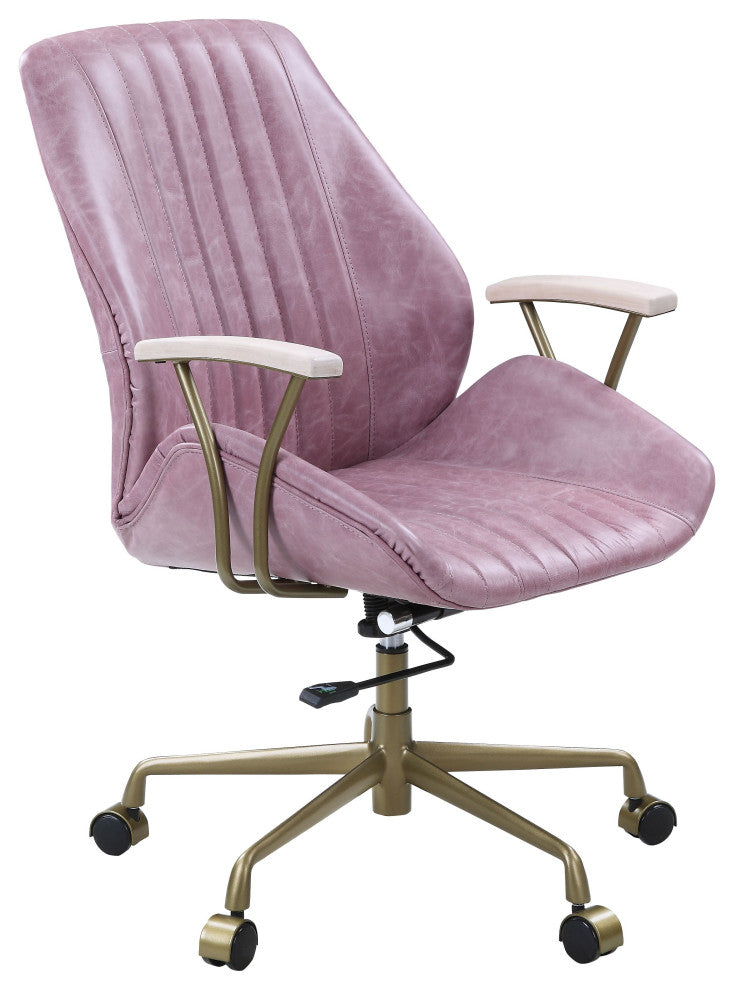 ACME Hamilton Office Chair, Pink Top Grain Leather