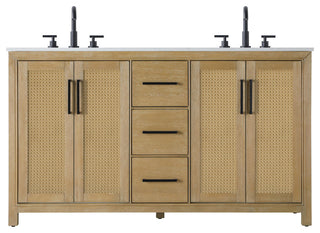 Home Living 60" Double Bathroom Vanity, Linen Oak