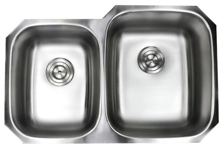 32" Stainless Steel Undermount 40/60 Double Bowl Kitchen Sink, 18 Gauge