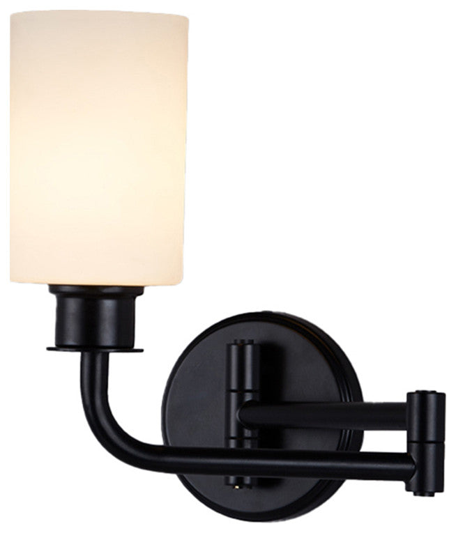 Hinge 1-Light Adjustable Wall Sconce FSN-4411-OPAL-MBLK, Matte Black