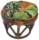 18" Round Spun Polyester Tufted Footstool Cushion, Tropique Raven