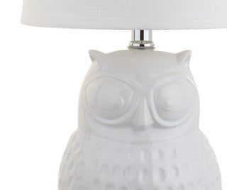 Hoot 20.5" Ceramic Mini Table Lamp, White Owl