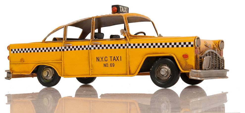 Handmade Classic New York City Taxi Model, Collectible Metal Scale Model Taxi