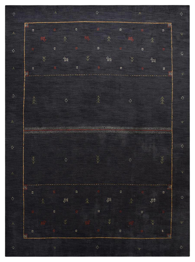 HAND KNOTTED LOOM WOOL ECO - FRIENDLY AREA RUGS - Charcoal,Contemporary