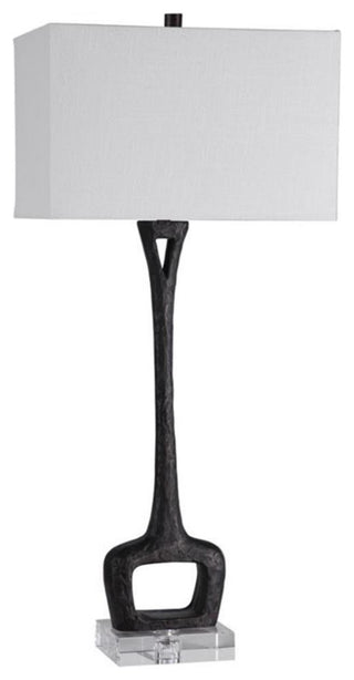 Uttermost Darbie Crystal Cast Iron and Fabric Table Lamp in Aged Black