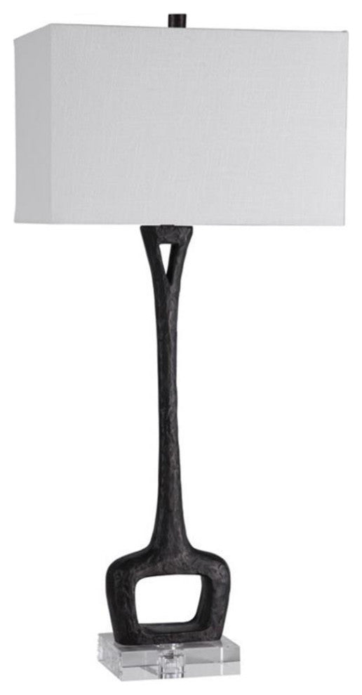 Uttermost Darbie Crystal Cast Iron and Fabric Table Lamp in Aged Black
