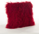 Mongolian Lamb Fur Poly Filled Throw Pillow, Red, 20"x20"