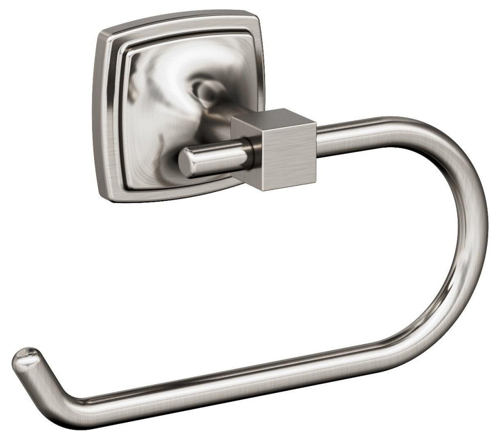 Amerock Stature Transitional Single Post Toilet Paper Holder, Brushed Nickel