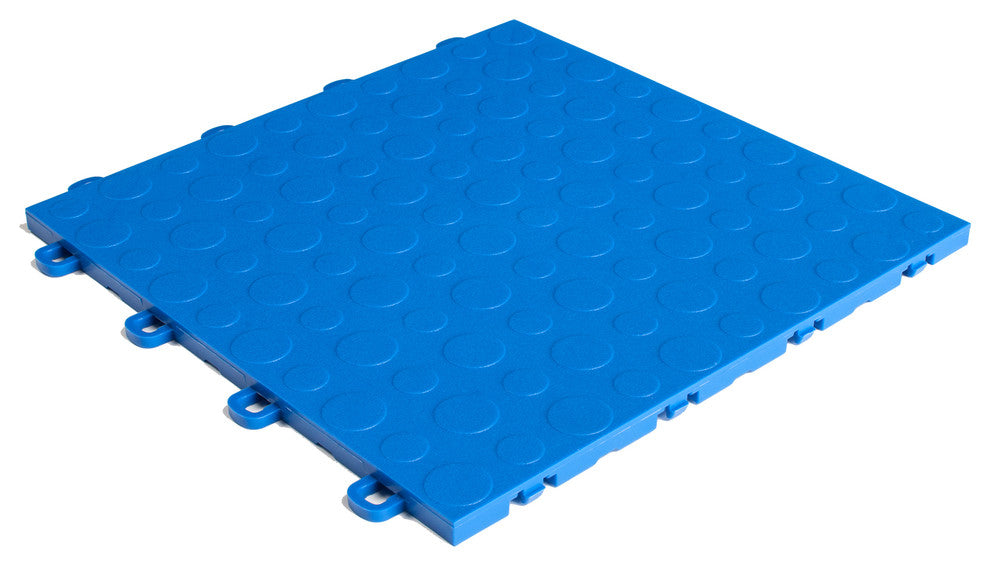 12"x12" Interlocking Garage Flooring Tiles, Coin Top, Set of 30, Royal Blue