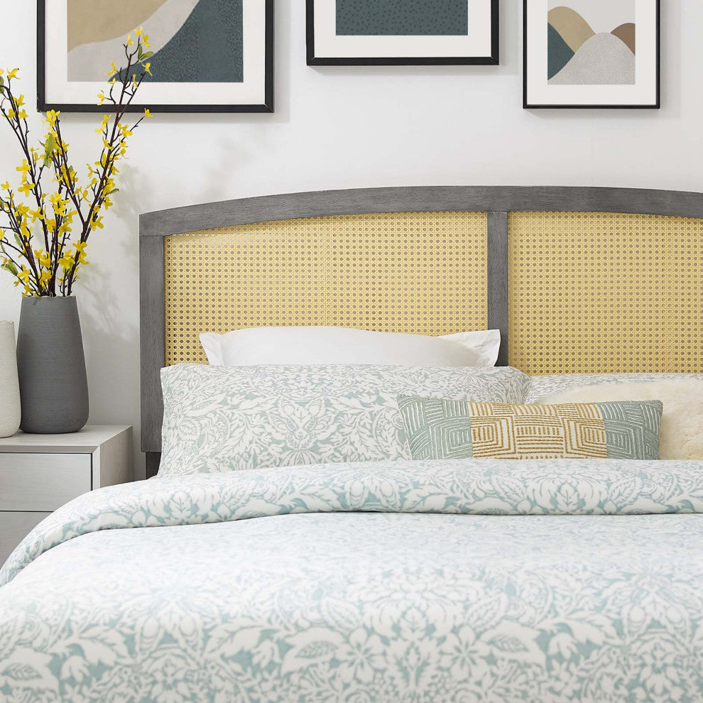 Headboard, Full Size, Wood, Gray, Modern Mid-Century, Bedroom Master Suite