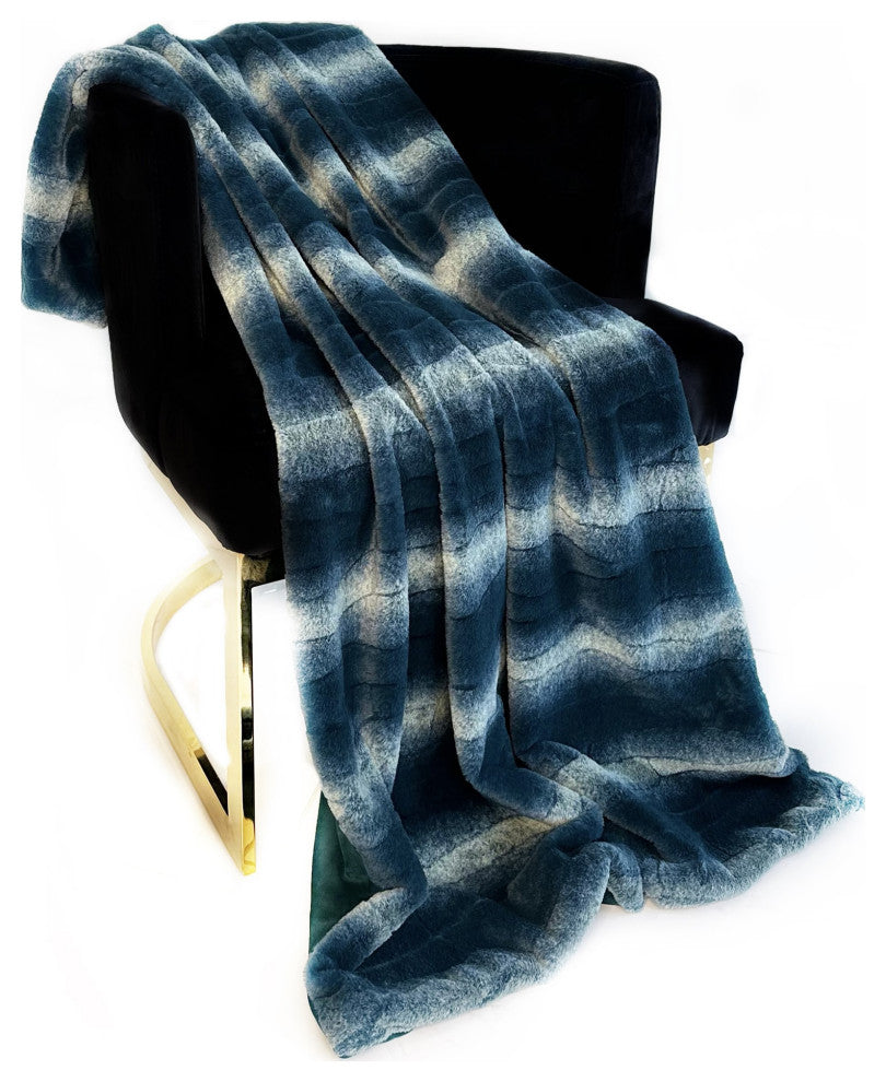 Plutus Green Furever Faux Fur Throw Blanket, 102"L x 116"W Cal King