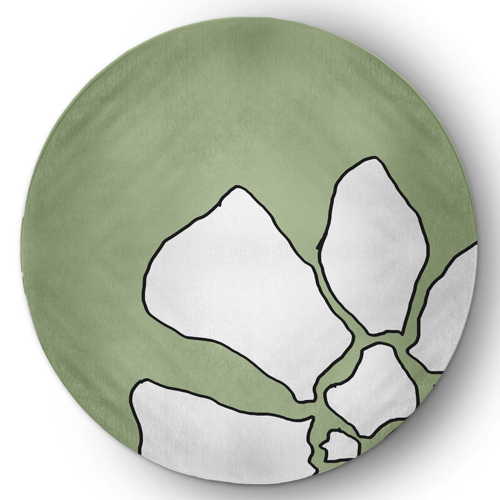 Petal Lines Spring Chenille Rug, Green, 5' Round