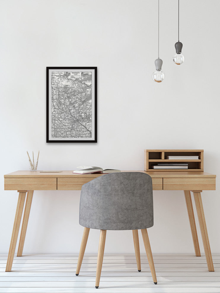 "Gray Minnesota Outline" Framed Painting Print, 8x12